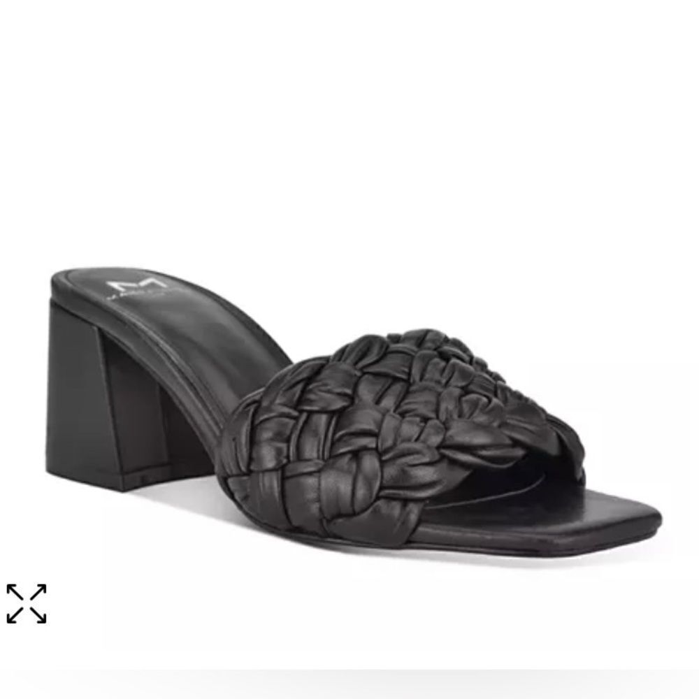 Marc Fisher LTD Nahea 2 Women’s Black Leather Block Heel Sandals Size 6.5